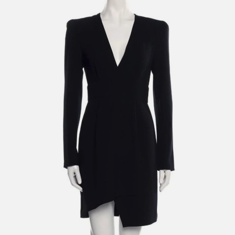 A.L.C. Mara Crepe V-Neck Black Mini Cocktail Dress, M | US 6